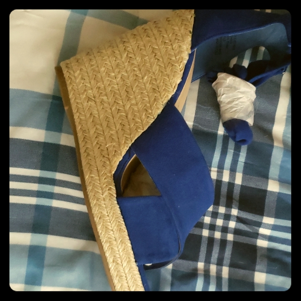 Blue wedge sandles